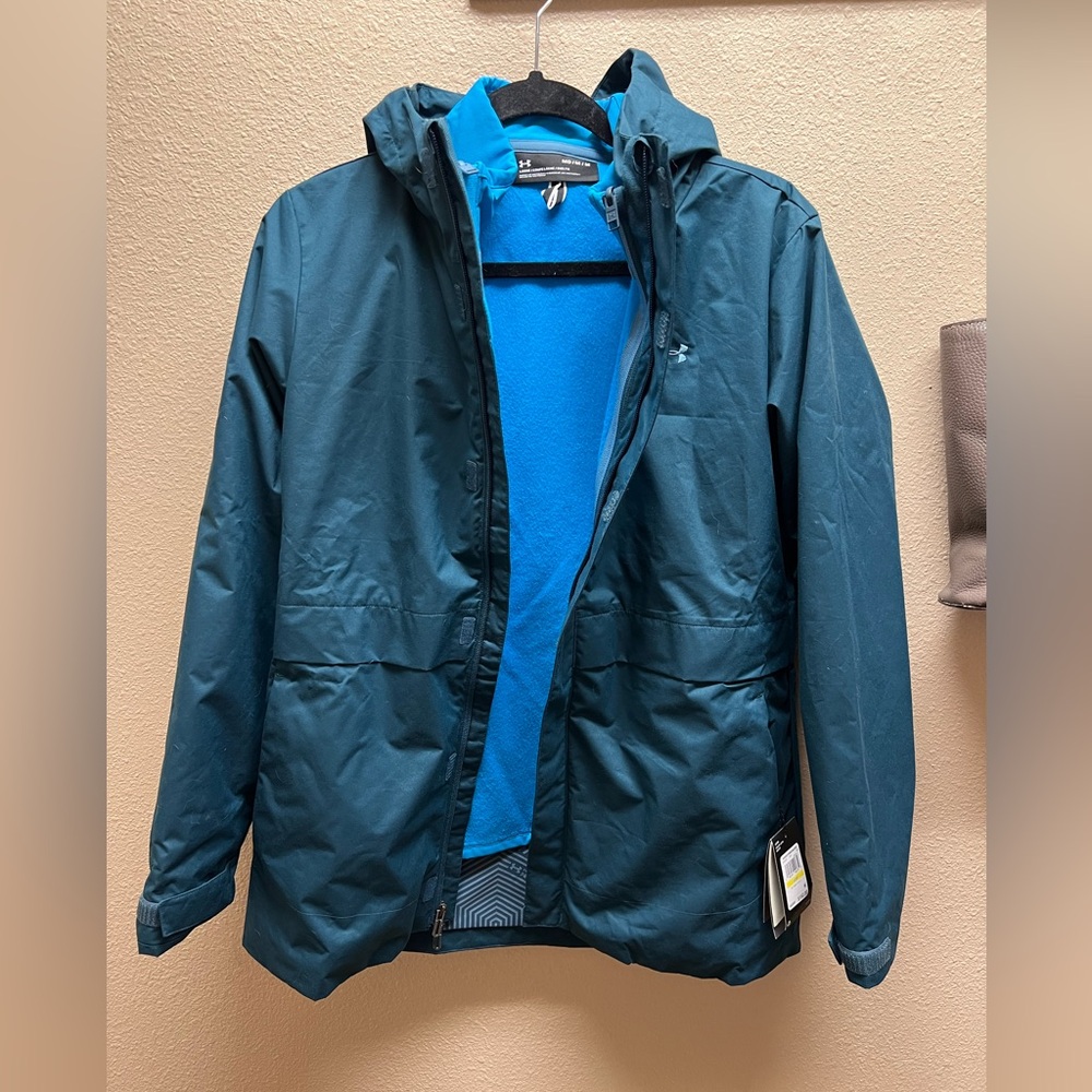 NWT Under Armour Women's Teal 3-in-1 Winter Jacket with Blue Lining